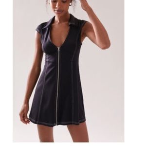 UO Amal Zip-Front Mini Dress